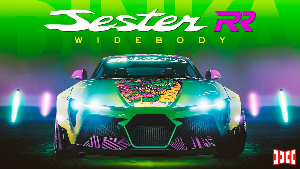 The new Dinka Jester RR Widebody (Sports)

Pre-stocked by Dinka's sports modification team with custom mods, upgrades, wheels, and more. 

Now on sale in the Luxury Autos showroom and the Legendary Motorsport website in GTA Online: rsg.ms/47aabde