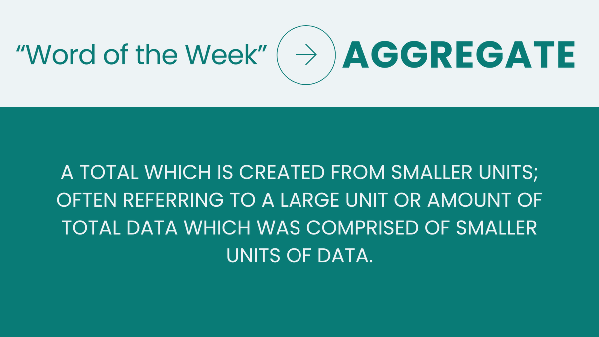 BeckmanFnd's tweet photo. Your Scientific Research Word of the Week: AGGREGATE

A total which is created from smaller units; often referring to a large unit or amount of total data which was comprised of smaller units of data.

#beckman #research #wordoftheweek #understandingscience #terms #STEM https://t.co/Sp1TGg6fOV