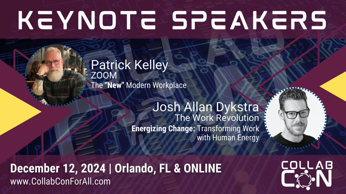 #CollabConForAll is TOMORROW in Orlando! Tell your boss you need an education day &amp; come hang out.

Not in the Sunshine State? Register to attend virtually &amp; enjoy a day of free sessions featuring keynotes Patrick Kelley &amp; Josh Allan Dykstra.

Register bit.ly/CollabCon2024.