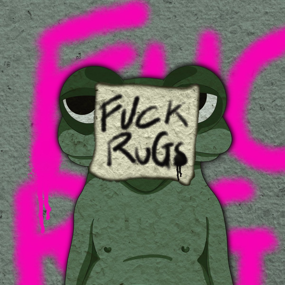 Frugsolana's tweet photo. The Swamp #30

Silent Rebellion

Frug stands where others fall—against all rugs, always. 🐸