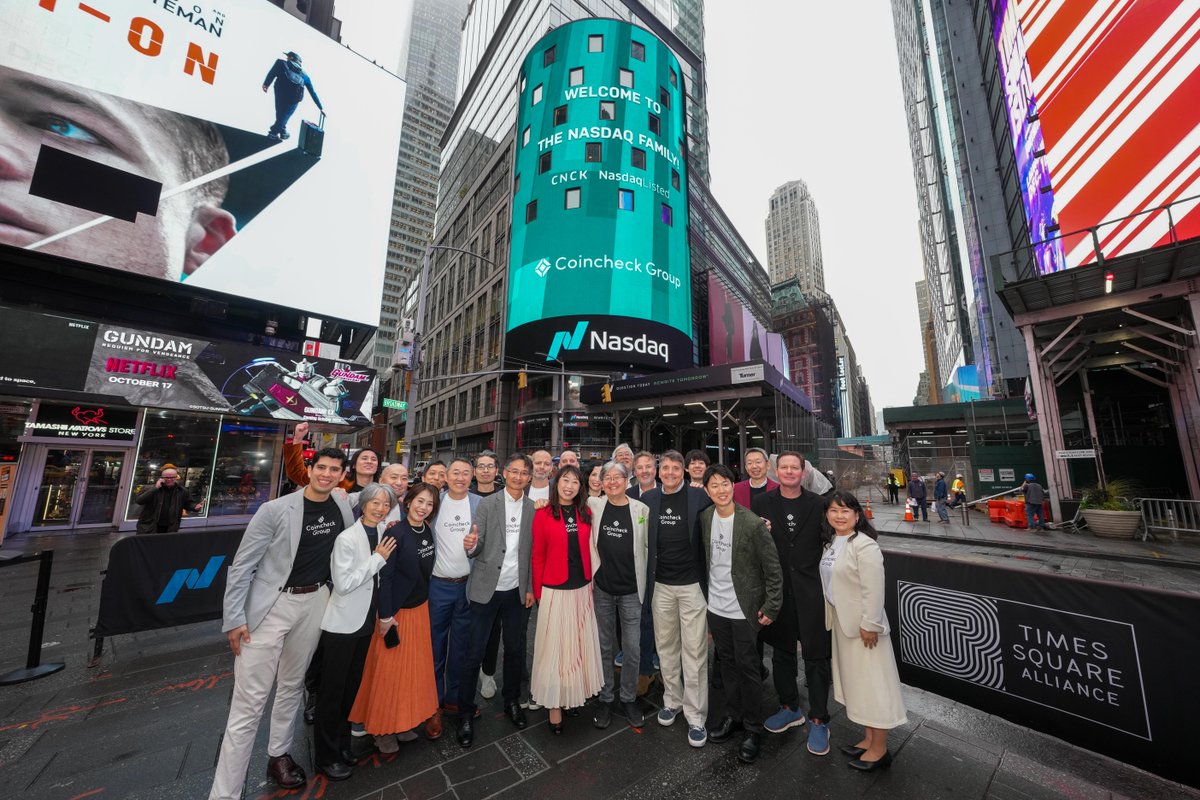 NasdaqExchange's tweet photo. 📱 Your trusted global partner in the digital world.

📈 @coincheckjp is Japan’s leading crypto asset exchange, and the country's most downloaded trading app five years running.

🎊 Congrats on becoming #NasdaqListed, #CNCK! https://t.co/BIUgMKhEdl