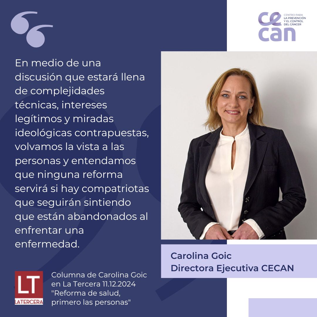 👉 Nuestra directora ejecutiva, Carolina Goic, comparte una perspectiva imprescindible en su columna de opinión publicada en La Tercera 📰

📖 Lee la columna completa aquí: 
bit.ly/3BnBS6d

#Cáncer #ReformaDeSalud #SaludParaTodos #LaTercera