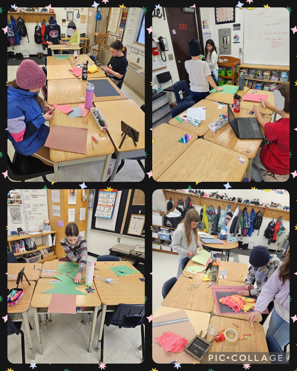 Les élèves sont passionnés par notre concours de décoration de porte! Lots of creativity, planning, and collaboration going into decorating our classroom door. ❄️