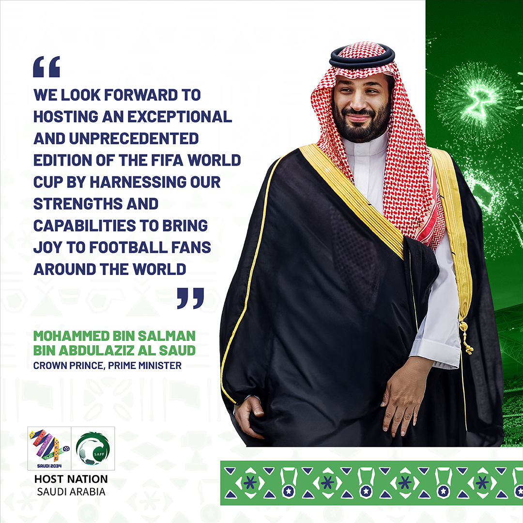 His Royal Highness the Crown Prince has ushered in a new era for our nation, guiding our people’s dreams and aspirations.

#WelcomeToSaudi34