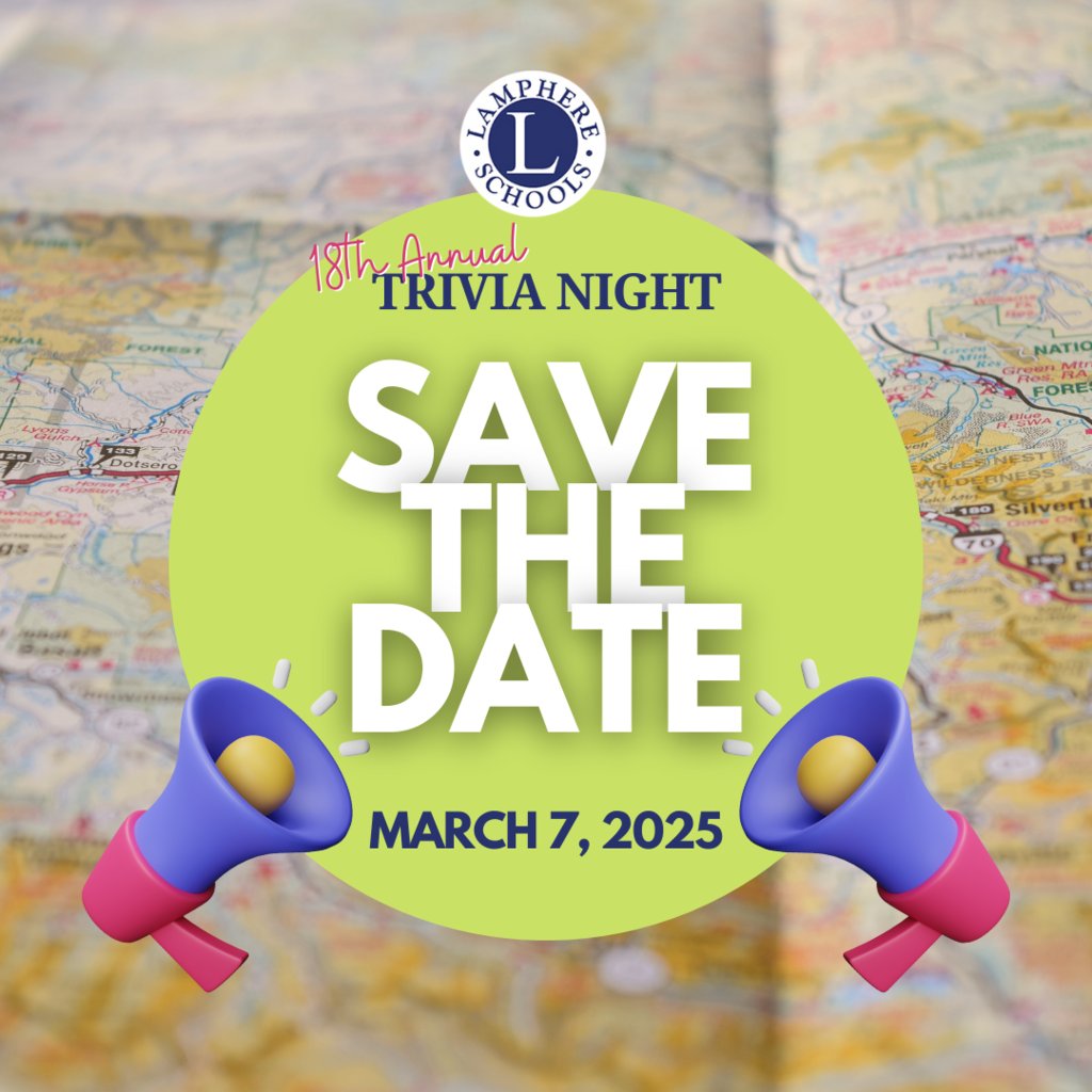 🌟 SAVE THE DATE ​🌟 

Lamphere's 18th Annual Trivia Night benefitting the Lamphere Scholarship Fund is Friday March 7, 2025 at Club Venetian.
Registration details coming soon.

#wearelamphere