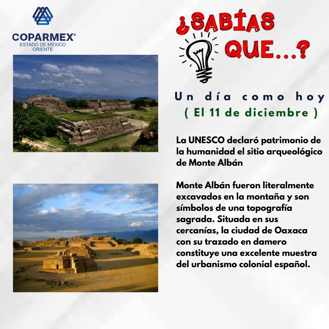 🔷¿Sabías que ?🔷

Un día como hoy ✨

🔸🔸Celebramos el 11 de diciembre, recordamos la declaración de Monte Albán como Patrimonio de la Humanidad por la UNESCO. 🔸🔸

#MonteAlbanPatrimonio
#CulturaOaxaqueña
#UNESCOEnMéxico
#HerenciaCultural