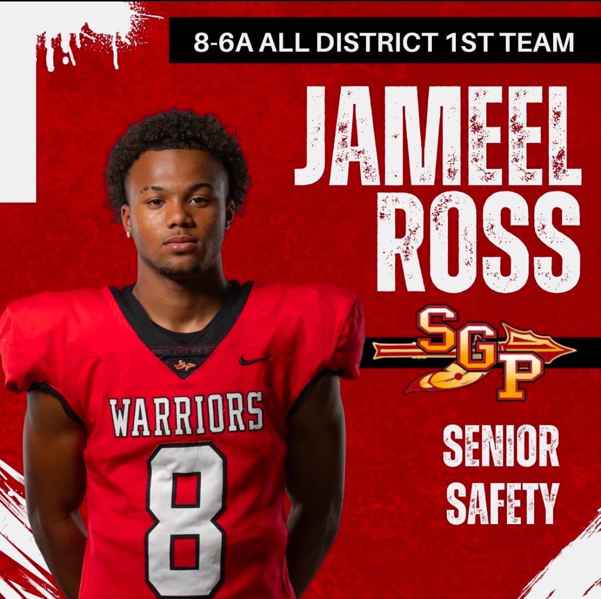 JameelRoss8's tweet image. 8-6A All District 1st Team Senior Safety
@CoachGrantG @Coach_DeLay @CoachEdwards_R @Coach_Mashack @GlynnDerek @Coach_AJohnson3 @CoachG_BABY @CoachWest_MSU @CoachLeppke @GabeEliserio