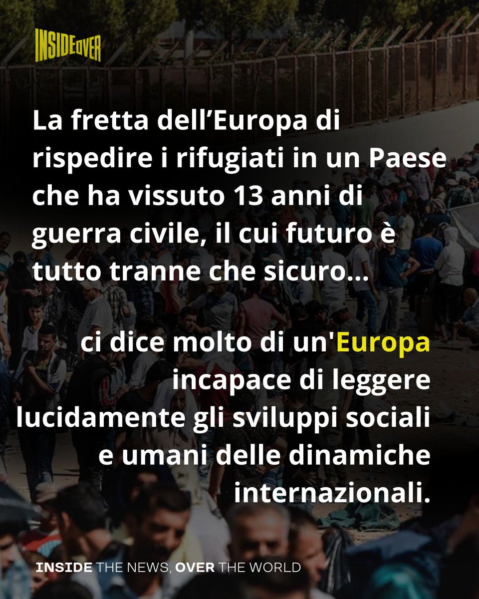 insideoverita's tweet image. #UnioneEuropea chiude i #confini ai #migranti #siriani: Dall’#Italia ai paesi scandinavi, si sospendono le procedure di asilo per i #rifugiati siriani e si preparano programmi di rimpatrio collettivo.

L'articolo di Paolo Mossetti è su #insideover 
buff.ly/4ffKmdk

#siria