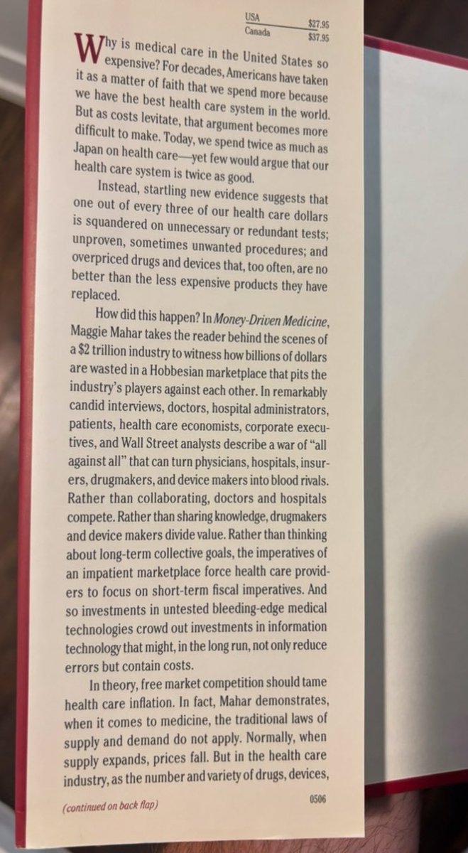 jmysct0's tweet photo. @PopCrave @kenklippenstein I emplore all US citizens to read this book (circa 2006) if they want to know why the US #healthcare industry is struggling in the US #Luigi #Ocare https://t.co/InFSKiFyr0