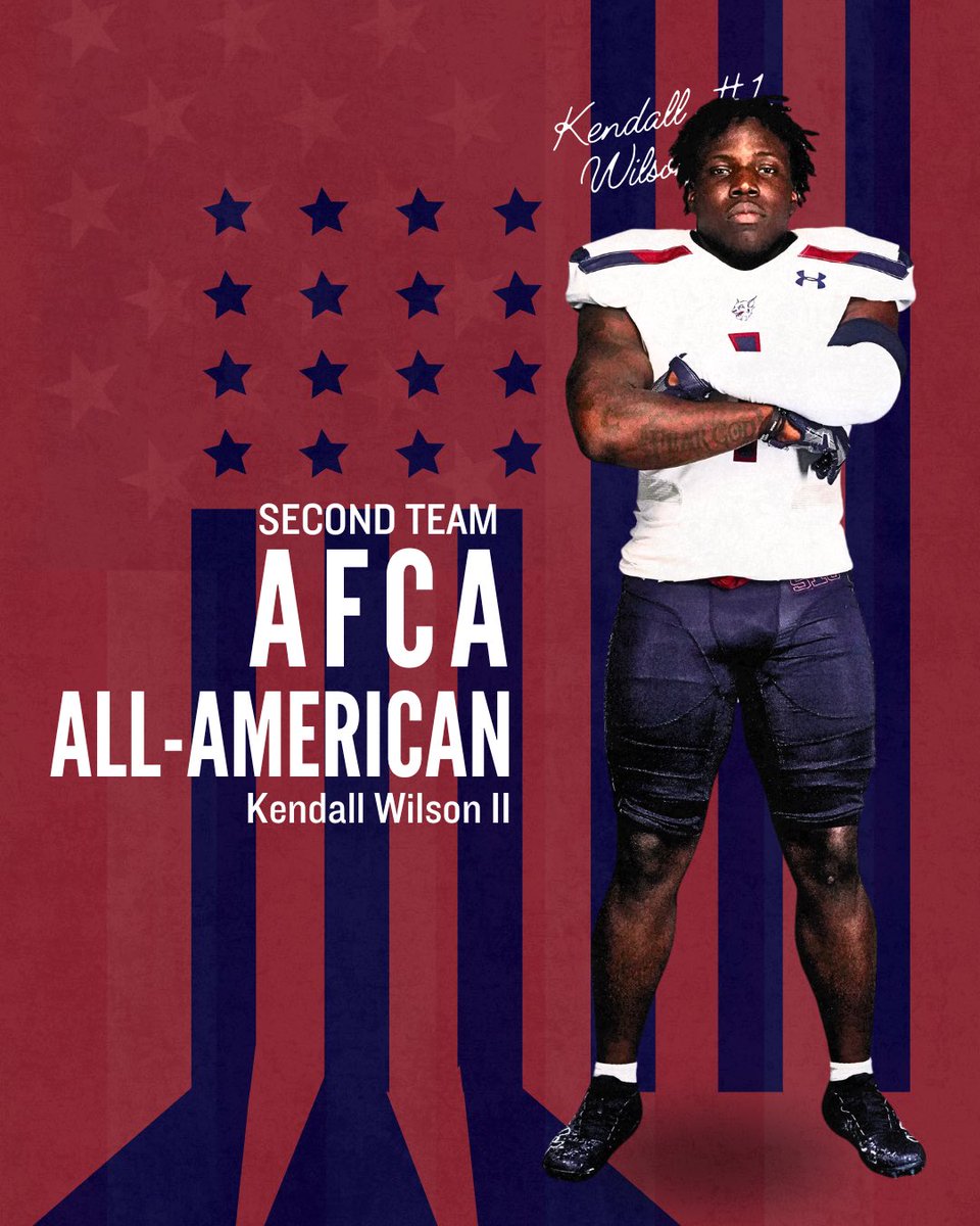 🚨 AFCA ALL-AMERICAN🚨

Kendall Wilson earns 2024 Second Team AFCA All American🙌

#STUFootball // #RaiseTheStandard