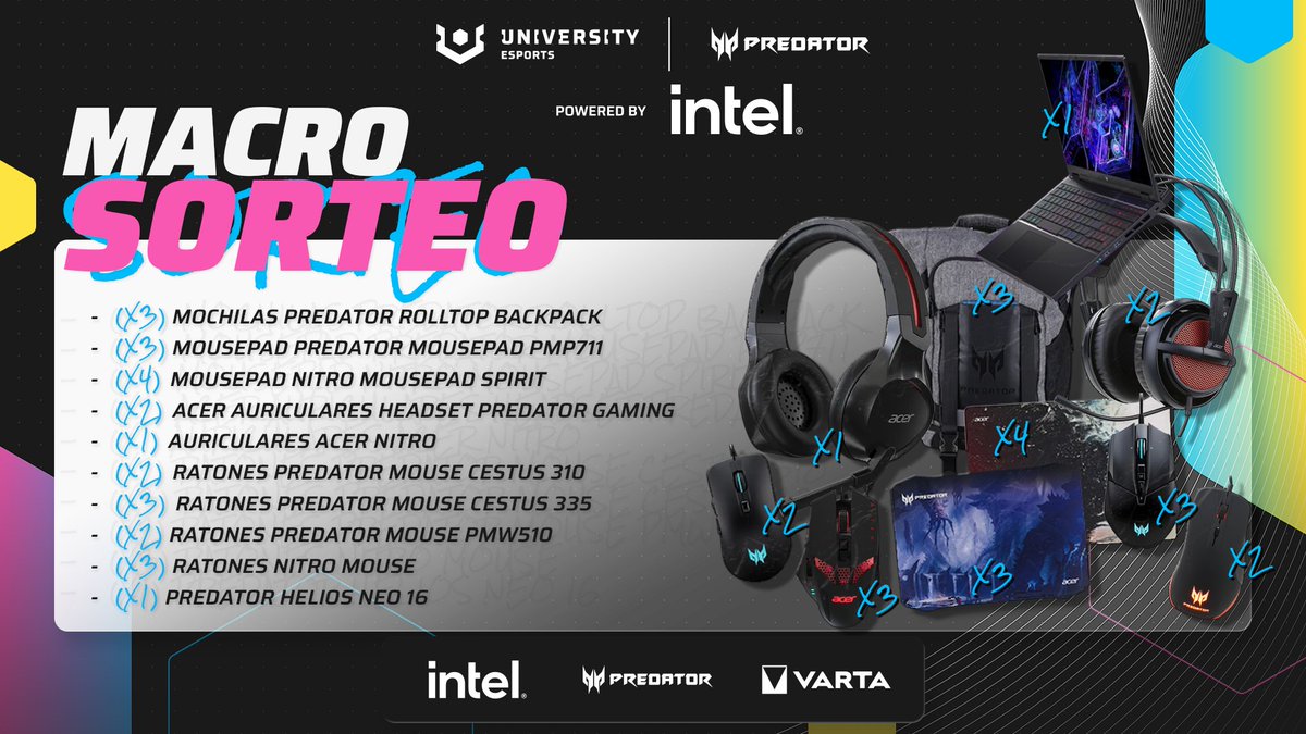 University_ES's tweet image. 🎁 MACROSORTEO @GAMERGY 🎁

¡Llévate uno de los 24 premios posibles!

🚶 Tan solo tienes que seguirnos a nosotros y a @ES_Acer.
🔁 Dar RT.
💬 y Mencionar a un amigo.

⏰ ¡El viernes 20 anunciamos los ganadores!