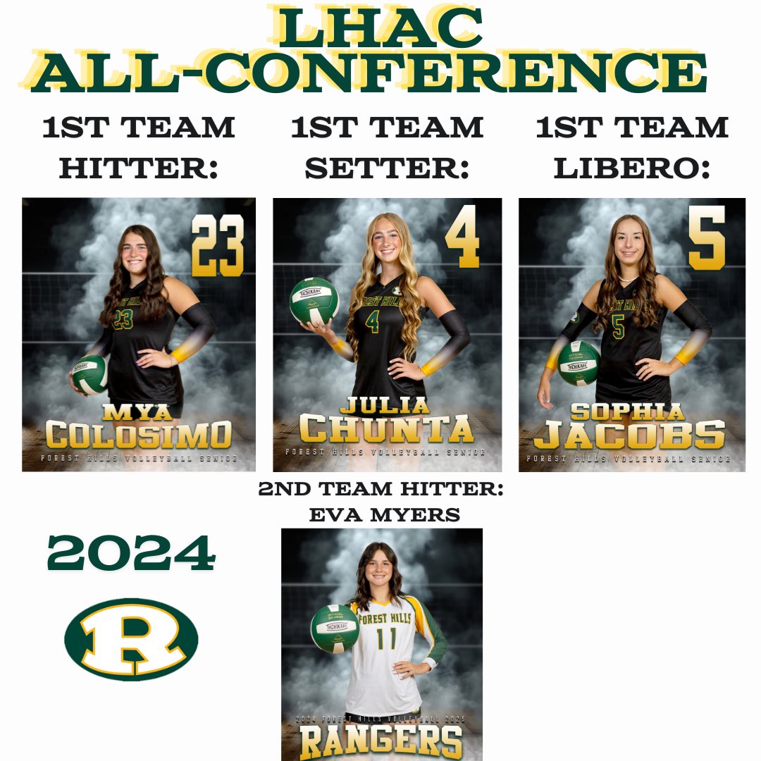 Congratulations to our LHAC ALL Conference Volleyball Student Athlete Selections! ⭐️ 

🌟 Mya Colosimo - 1st Team Hitter
⭐️ Julia Chunta - 1st Team Setter
🌟 Sophia Jacobs - 1st Team Libero

⭐️ Eva Myers - 2nd Team Hitter