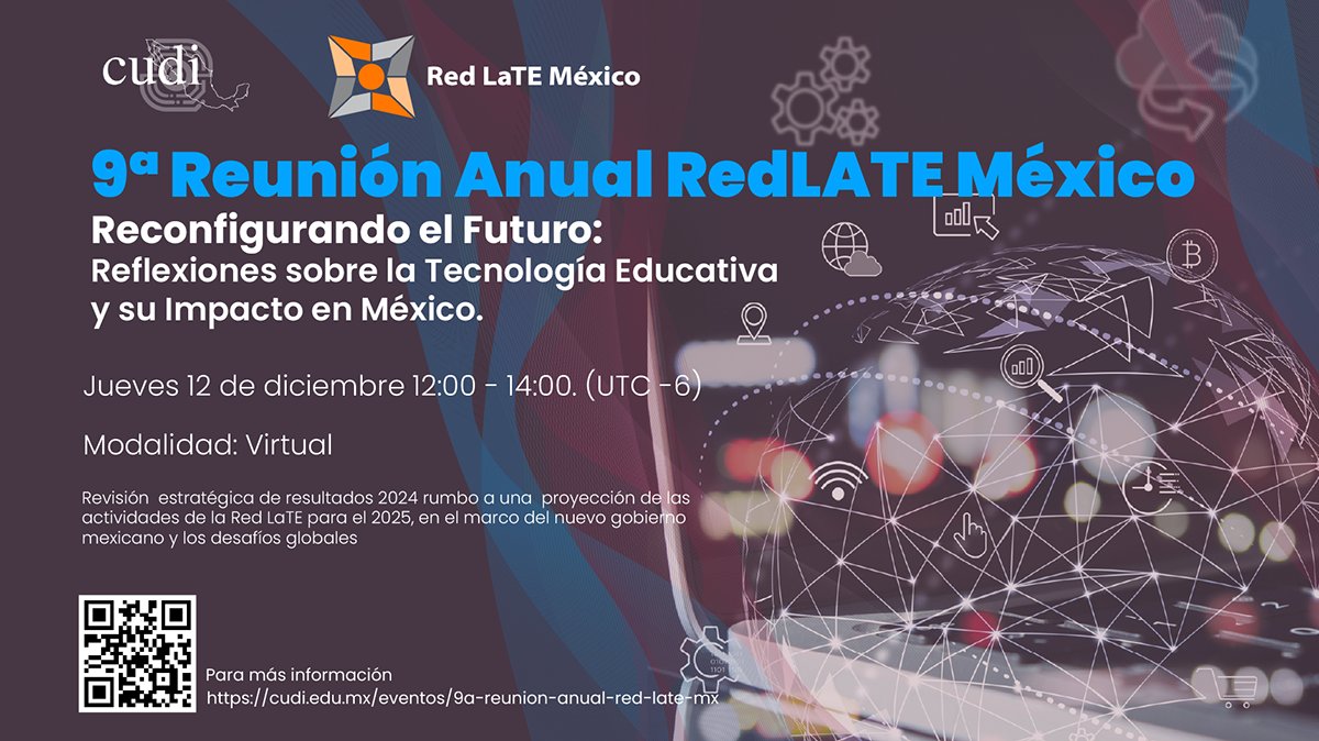 🖥 Red CUDI 🔬 (@redcudi) on Twitter photo 🗓️Bienvenido a la reunión RedLATE 2024. ¡Ven y prepárate con nosotros para hacer frente a los desafíos globales en 2025! 🌐
👥Inscripción: vc-cudi.zoom.us/meeting/regist…
#CUDI #RedLATE #TecnologiaEducativa #Desafios
<a href="/Red_LaTE_Mx/">Red LaTE México</a> 🗓️Bienvenido a la reunión RedLATE 2024. ¡Ven y prepárate con nosotros para hacer frente a los desafíos globales en 2025! 🌐
👥Inscripción: vc-cudi.zoom.us/meeting/regist…
#CUDI #RedLATE #TecnologiaEducativa #Desafios
<a href="/Red_LaTE_Mx/">Red LaTE México</a>