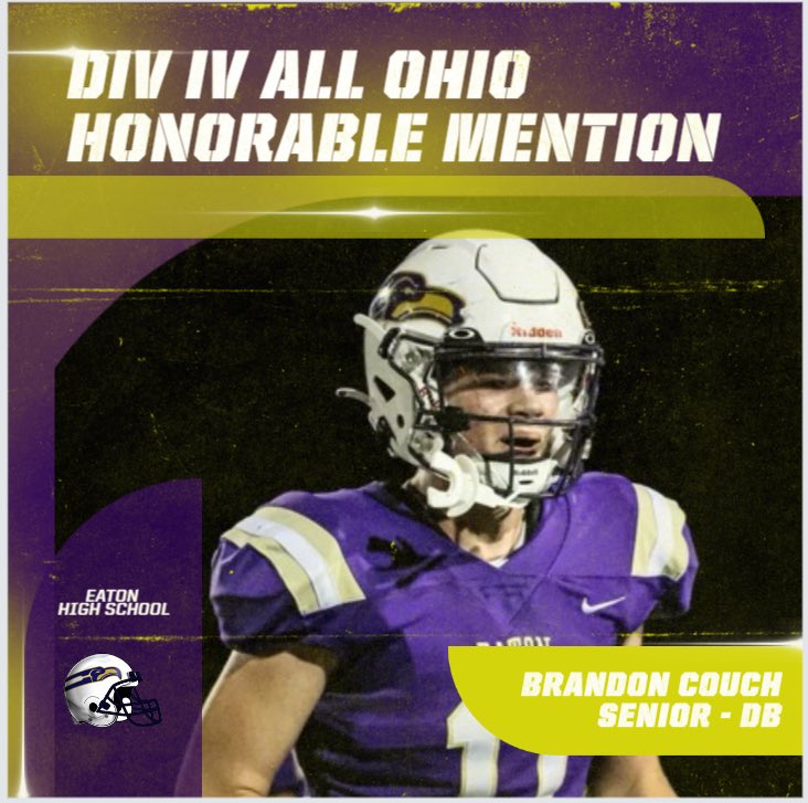 realeatonfball's tweet photo. Congratulations to Senior Defensive Back @bcouch_11 on earning Honorable Mention All Ohio Honors. https://t.co/bf6lxK74L2