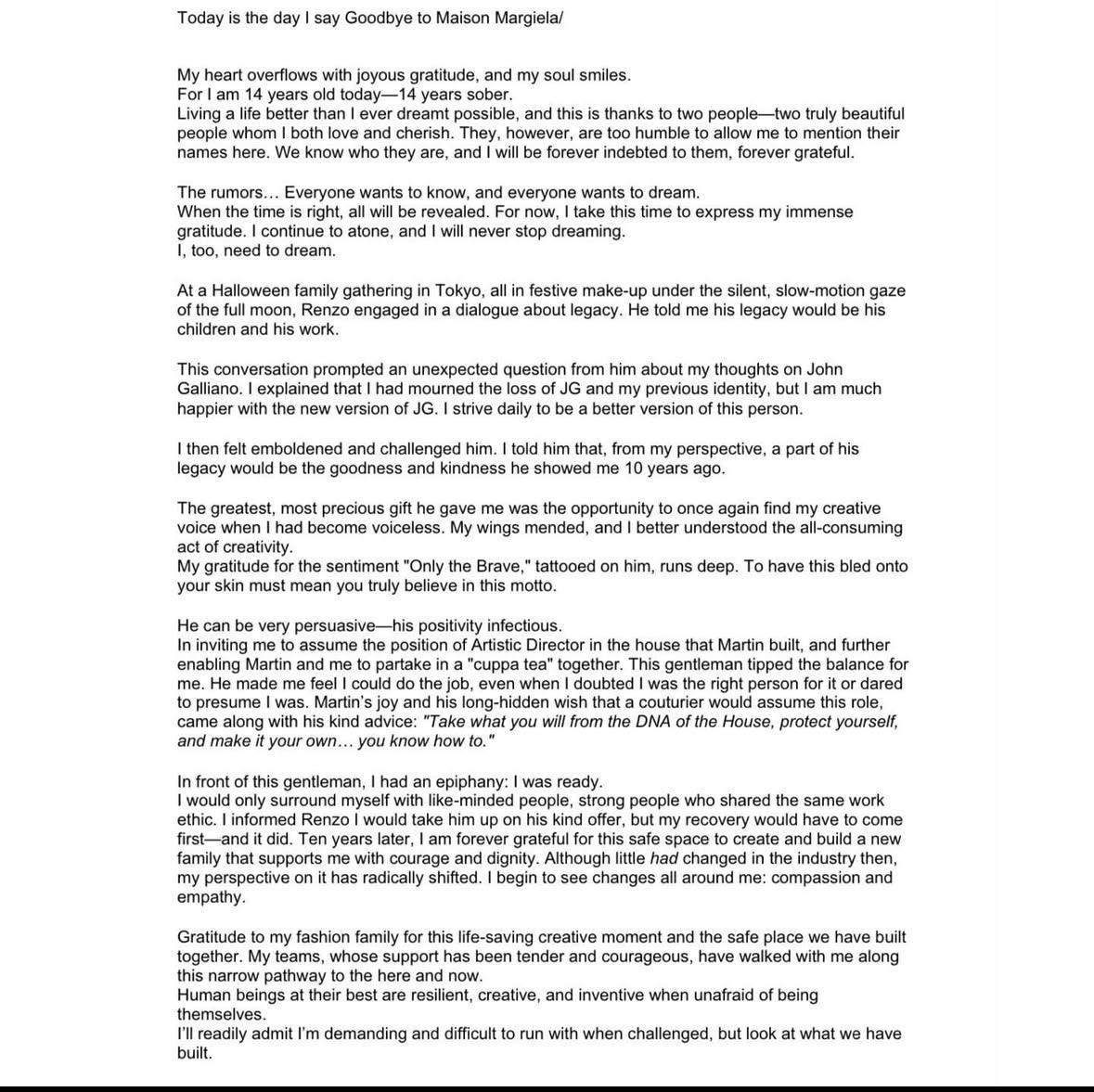 (อย่างเป็นทางการ) John Galliano ลาออกจาก Maison Margiela แล้ว