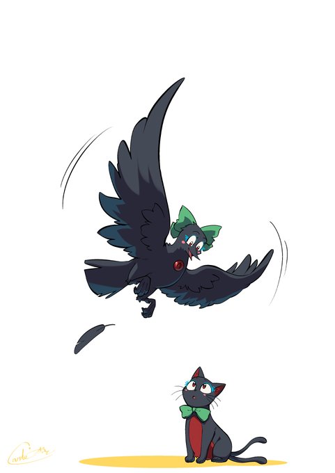 おくうとおりんりん😊
#霊烏路空 
#火焔猫燐 