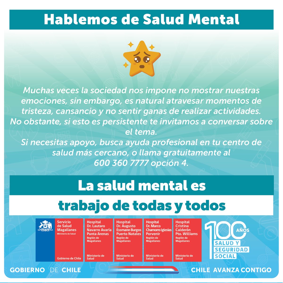 🔴Buenos días #Magallanes La invitación es a ser parte y conversar sobre lo que nos pasa, recuerda la salud mental es trabajo de todos #ConstruyendoSaludMental <a href="/ministeriosalud/">Ministerio de Salud</a> <a href="/ximenaguilera/">Ximena Aguilera</a> <a href="/JorgeFlies/">Jorge Flies</a> <a href="/DPRMagallanes/">Delegación Presidencial Regional de Magallanes</a> <a href="/SeremiSalud_XII/">SEREMI de Salud Magallanes</a>