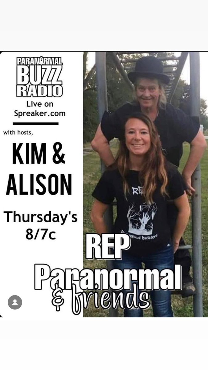 Reparanormal's tweet photo. Join Kim and Alison live Thursday 8/7c5p on #spreaker #podcast #paranormal #interactivechat #livepodcast #spreaker #funshow #repparanormalandfriends
https://t.co/lEtofachVt… https://t.co/GtfrRweZfl