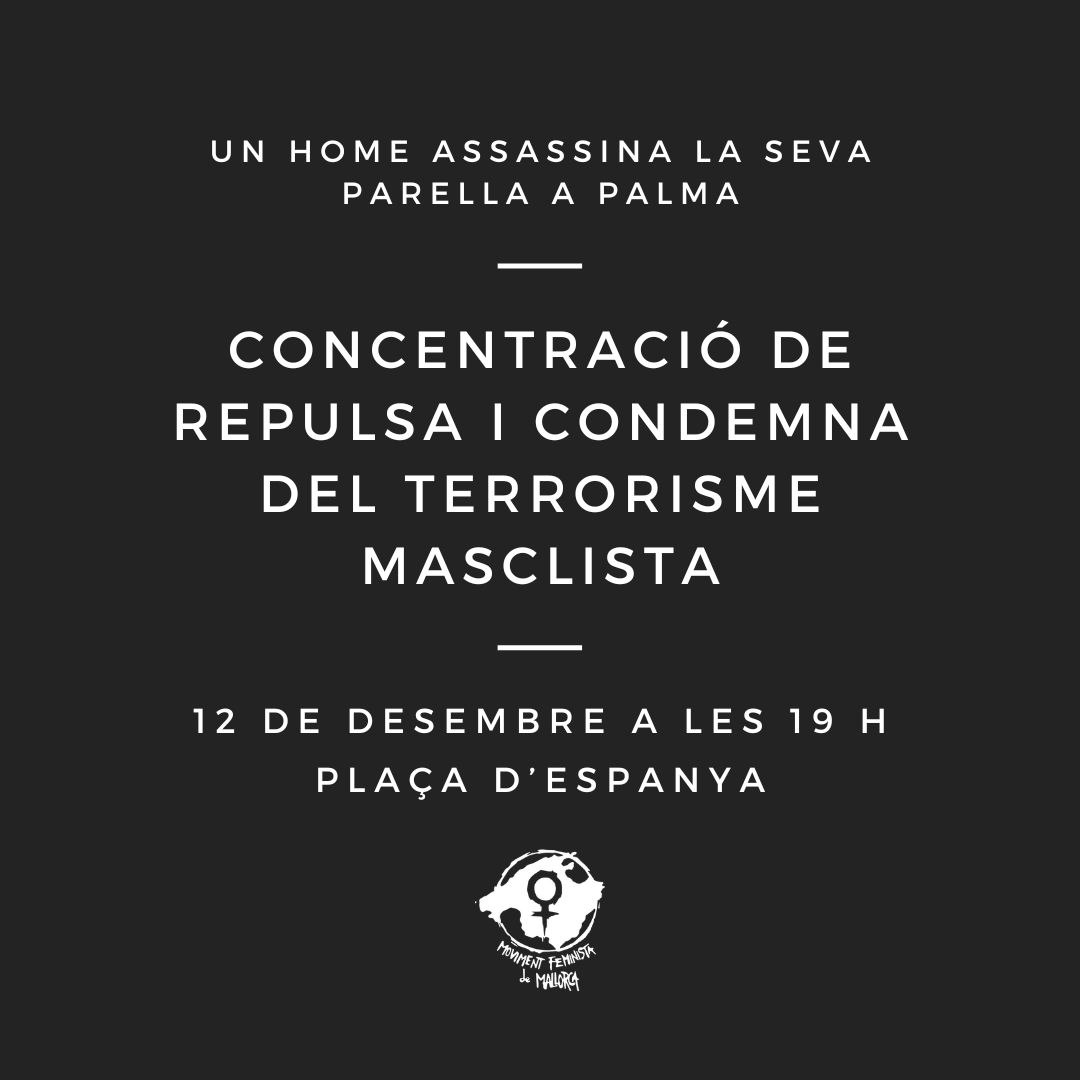 🚨 URGENT, un home assassina la seva parella a Palma, davant la filla de 3 anys, tenint ordre d'allunyament i polsera telemàtica. Els recursos que tenim per frenar la violència masclista no funcionen o no basten. Ens estan matant i aquí no passa res. 
Per això: