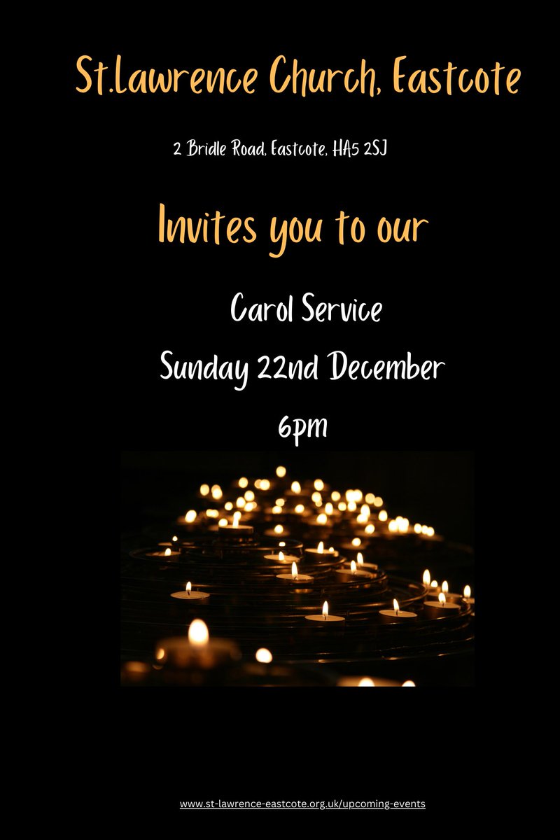 Get ready for #Christmas by joining us for our annual #CarolService followed by #seasonalrefreshments. ✨✨#Eastcote #Advent #Carols
