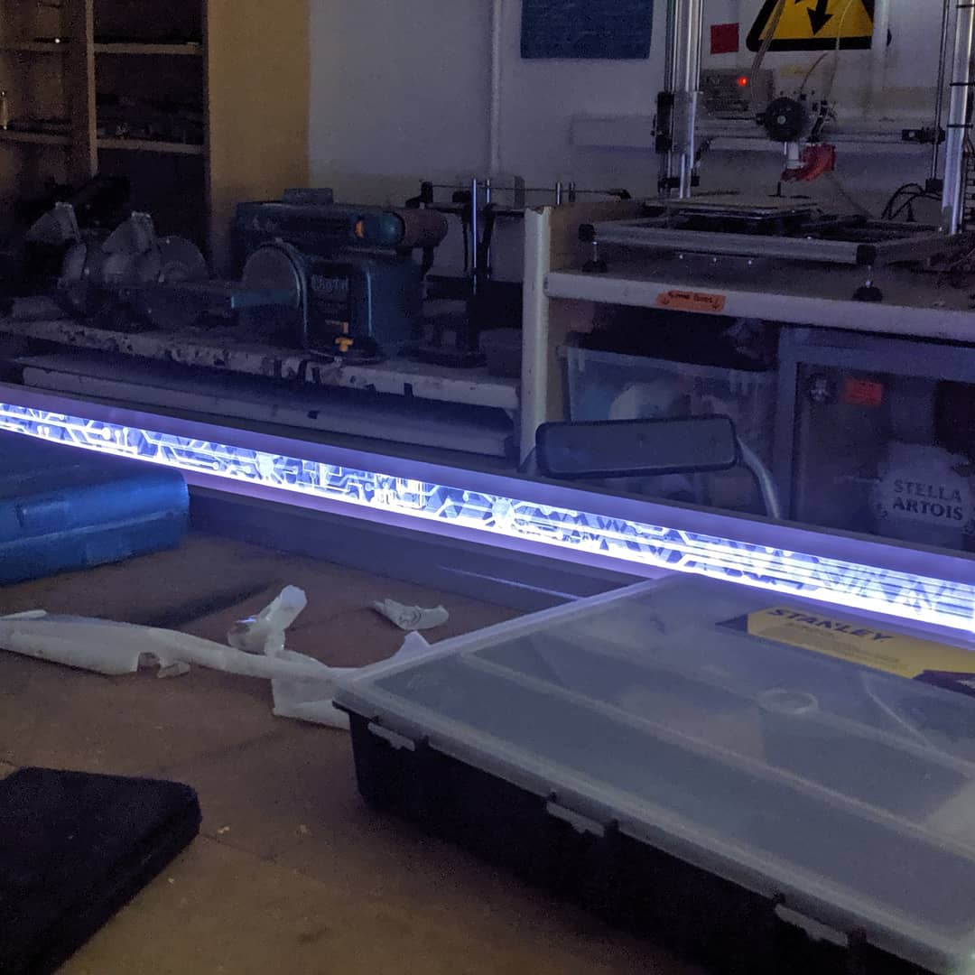 CDFMakerspace's tweet photo. #ThrowbackThursday to this laser-etched light bar from 2019, made with addressable LED strips! We're open tonight, join our Discord at https://t.co/q4SLCmrnML to let us know if you're going to pop down! 💡 https://t.co/TAW4Z22bur