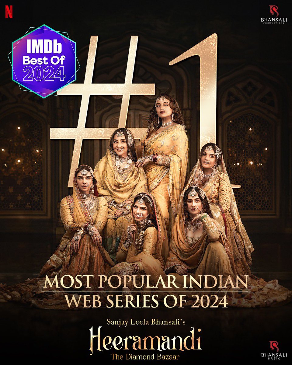 BhansaliProductions (@bhansali_produc) on Twitter photo Adding more charm to the world of #Heeramandi! ✨
We’re truly grateful for all the love and support that made it IMDB’s Most Popular Indian Web Series of 2024 ❤️✨
#SanjayLeelaBhansali #HeeramandiTheDiamondBazaar
<a href="/prerna982/">Prerna Singh</a> <a href="/mkoirala/">Manisha Koirala</a> #SonakshiSinha <a href="/aditiraohydari/">Aditi Rao Hydari</a> <a href="/sharminsegal/">Sharmin Segal</a> Adding more charm to the world of #Heeramandi! ✨
We’re truly grateful for all the love and support that made it IMDB’s Most Popular Indian Web Series of 2024 ❤️✨
#SanjayLeelaBhansali #HeeramandiTheDiamondBazaar
<a href="/prerna982/">Prerna Singh</a> <a href="/mkoirala/">Manisha Koirala</a> #SonakshiSinha <a href="/aditiraohydari/">Aditi Rao Hydari</a> <a href="/sharminsegal/">Sharmin Segal</a>