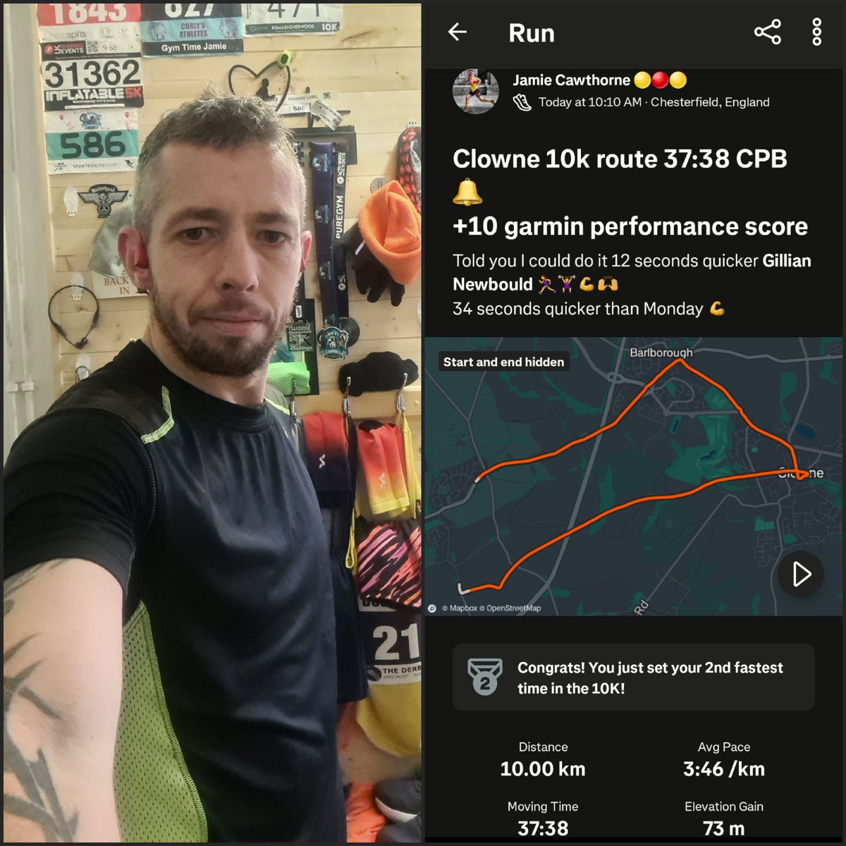 Captainbiglegs's tweet photo. Humpday 10k
Same route as Monday but with more effort 🥵
I pushed myself every kilometre today. I knew at the 5k mark I was doing well as I was 18 seconds up on Monday time 💪
#run #runner #running #loverunning #ukrunchat
#Workout #runnerscommunity #runrunrun
#runingman https://t.co/Cc22D9wjrm