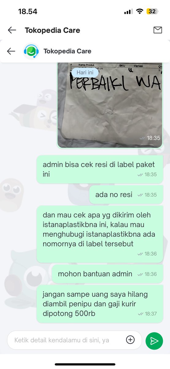 udah capek banget komplain via komplain sama via chat ke <a href="/TokopediaCare/">TokopediaCare</a> tapi gak ada respon