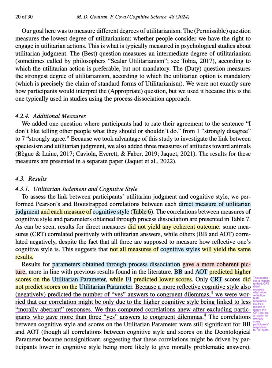 byrd_nick's tweet photo. Another paper challenges #dualProcessTheory about #ethics: https://t.co/VTjMkKnrTm

- no effect of reflection test prime
- reflection tests about #math didn't predict utilitarian responses
- reflection tests about #logic predicted more utilitarian AND more deontological responses https://t.co/tOGkJj08xc