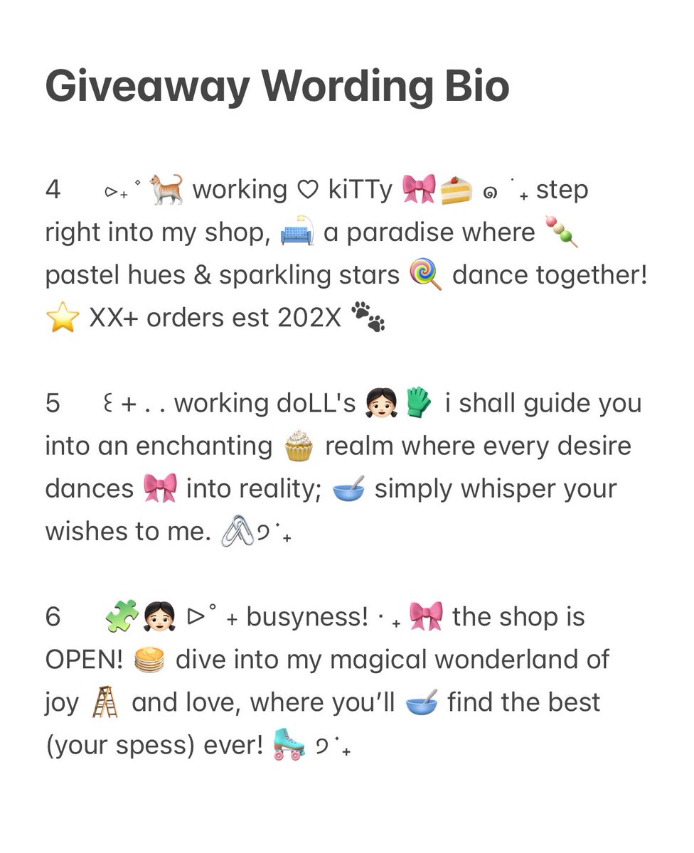 ꒰   help   repost?  thank  you! 🧩

waktunya giveaway! ada 6 wording bio dari kak <a href="/clpra/">🐈‍⬛.</a> yang hari ini ulang tahun! 🍰🎀 
🥣 ── repost tweet ini &amp; reply wish untuk kak <a href="/clpra/">🐈‍⬛.</a> serta nomor bio yang kamu mau yaa, goodluck! 💭

#zonauang free gratis
ㅤㅤ