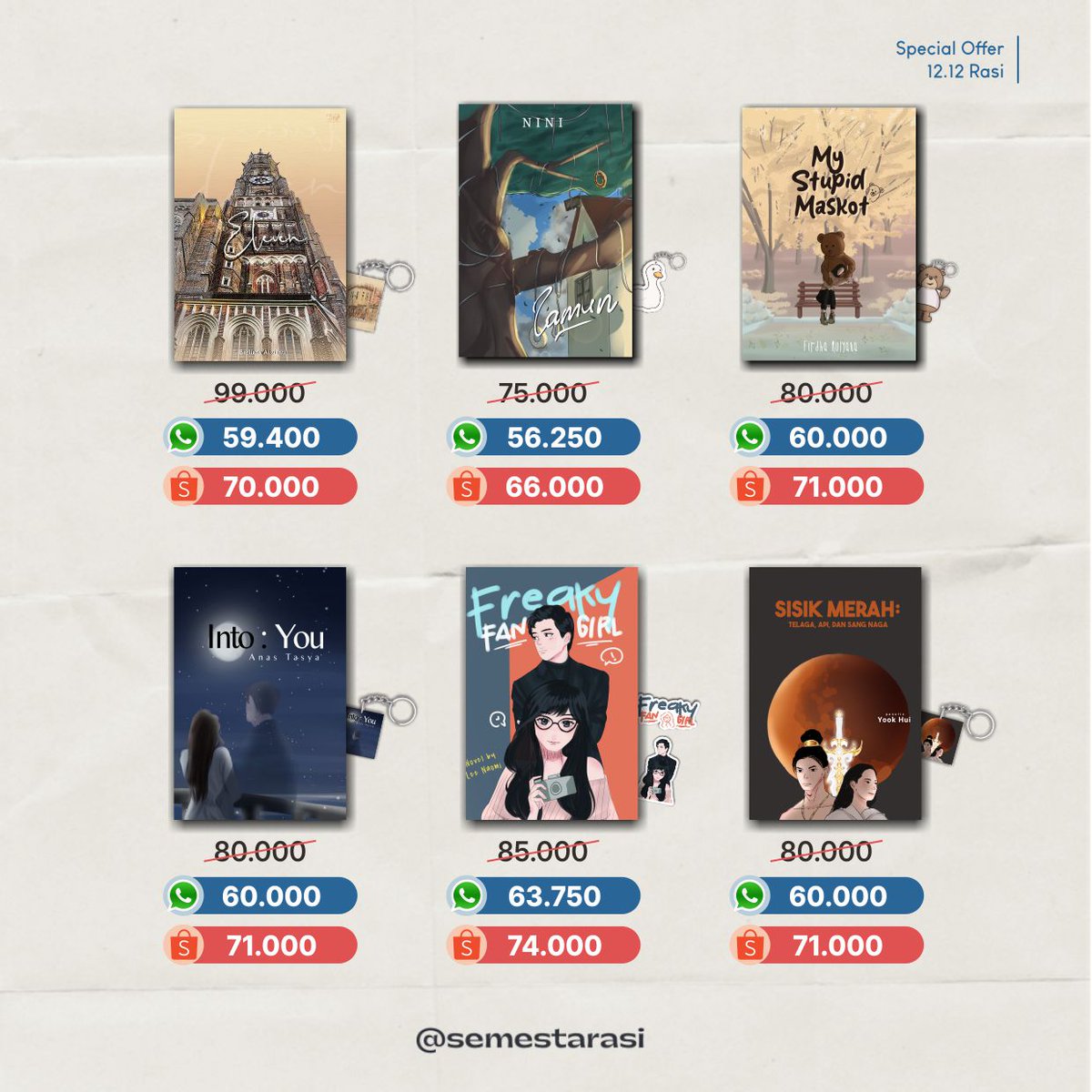 semestarasi's tweet photo. Tada! ada buku Rasi incaranmu nggak di SO 12.12? Jangan sampai kelewatan, ya, soalnya cuman 4 hari aja, nih 😱😱😱 https://t.co/w4KdH7QwyT