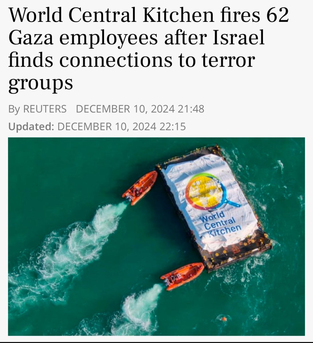 JacquesMonasch's tweet photo. Weet u wie er ook ontslagen zijn in Gaza? 62 voedseluitdelers aka terroristen. #worldkitchen #Hamasterrorists #Gaza https://t.co/uOojVFCRtb