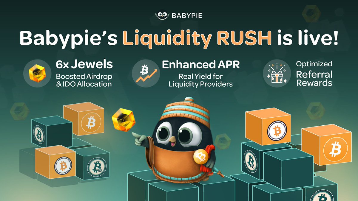 The <a href="/Babypiexyz_io/">Babypie</a> Liquidity RUSH is now live!📢

Stake your BTC on Babypie now and mint mBTC via <a href="/ethereum/">Ethereum</a>, <a href="/arbitrum/">Arbitrum</a> or <a href="/BNBCHAIN/">BNB Chain</a> to unlock amazing opportunities:⬇️
babylon.magpiexyz.io/stake

Complete the tasks for a chance to share a $1,000 prize pool:🎁
app.galxe.com/quest/magpiexy…