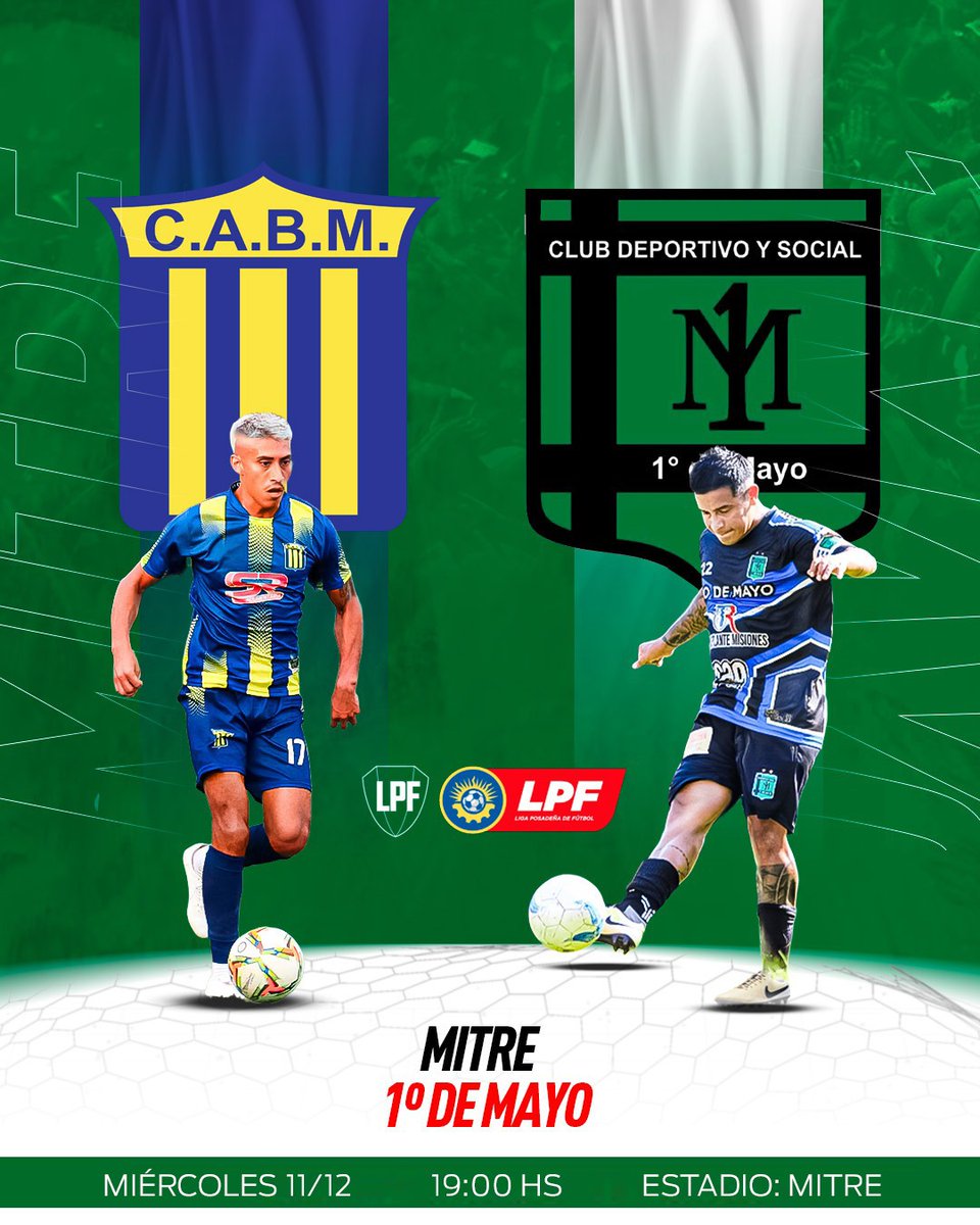 🔝Hay fútbol en el Tito Cucchiaroni 

⚽️ Bartolomé Mitre será local de 1 de Mayo en busca de las semifinales del Torneo Clausura.

En caso de igualdad, la serie se definirá por penales.

#LaLigaDeTodos