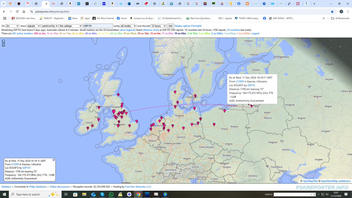 ianmccabe3's tweet photo. Airspy Discovery 8 Element 12ft boom
More tropo this morning to the east from Blackpool IO83LS Best DX 1780kms against yesterdays 1890kms
Freq 144.174MHZ (2M) Mode FT8 https://t.co/lmVeWFURmt