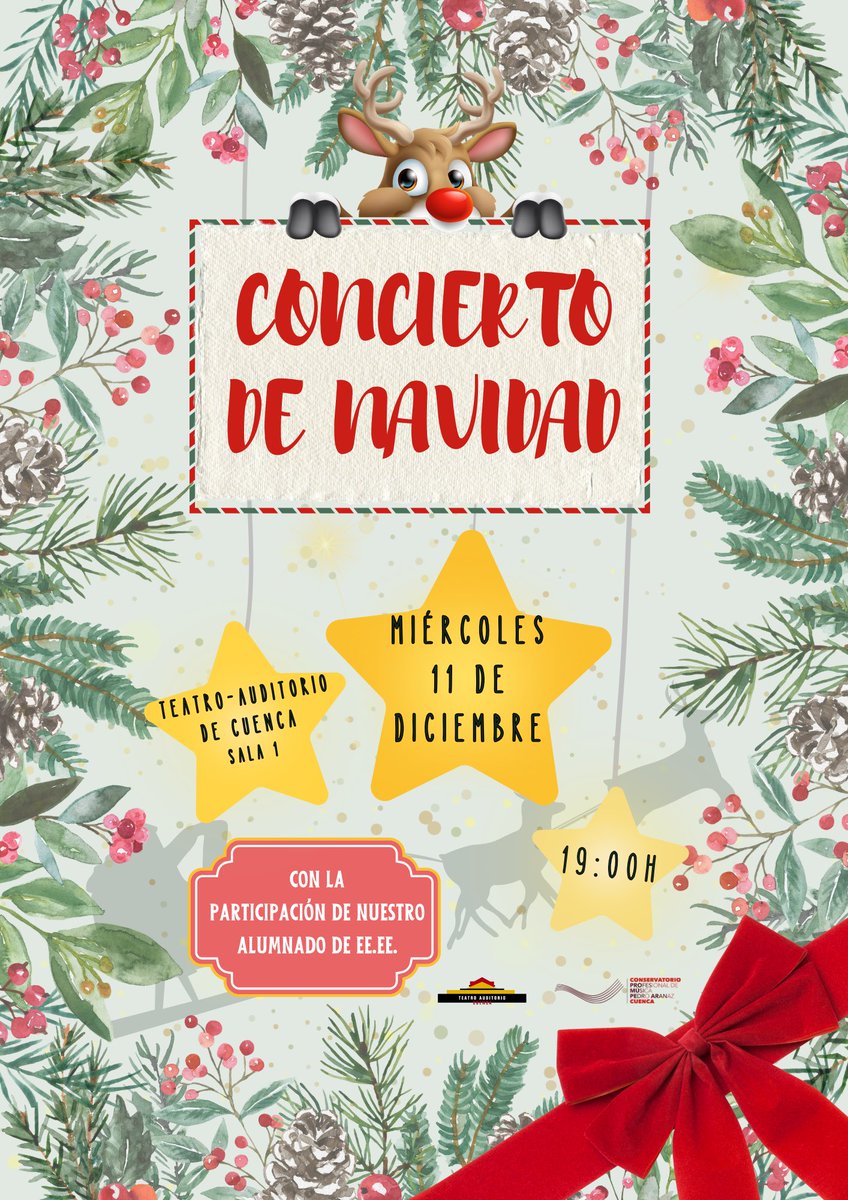 🎅🏻 ¡NOS VEMOS ESTA TARDE EN LA SALA 1 DEL TEATRO-AUDITORIO DE CUENCA! <a href="/AuditorioCuenca/">AuditorioCuenca</a> 🌲🎶

🎟️ Entrada gratuita y libre hasta completar aforo 
—
#pedroaranaz #aranazvirtual #conciertodenacvidad #cuenca #navidad #christmas #alumnos #alumnas #concierto #musica