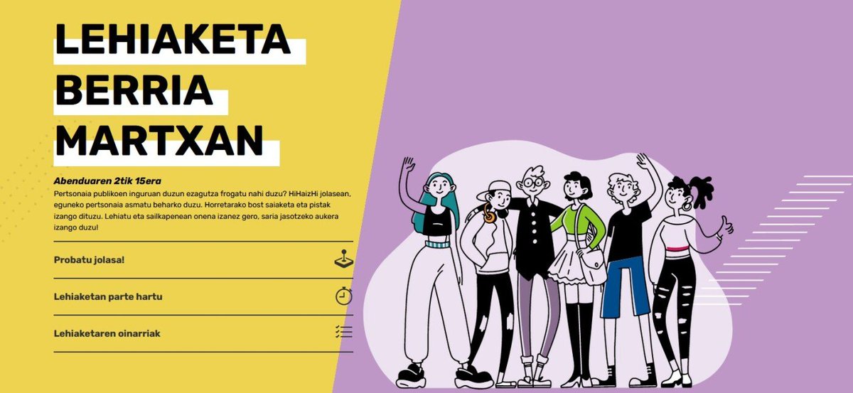 iametza's tweet photo. 📲Euskaraz modu ludikoan trebatzeko Hi Haiz Hi lehiaketa abian da: 12 eta 16 urte gazteek egunero euskal erreferente bat asmatu behar dute eta gramatikaren inguruko galderak erantzun behar dituzte horretarako https://t.co/AhMqxN5Mkv @argia https://t.co/U4yJ9xgZCs