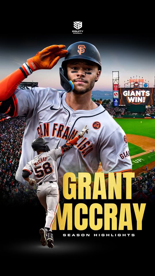 equitybaseball's tweet image. Tools were on display in the Bay! @Grant_McCray42 made his @mlb debut in 2024 and showed that he belonged. Showcasing his speed, power and Gold Glove defense nightly, last season was just a taste of what’s to come.
