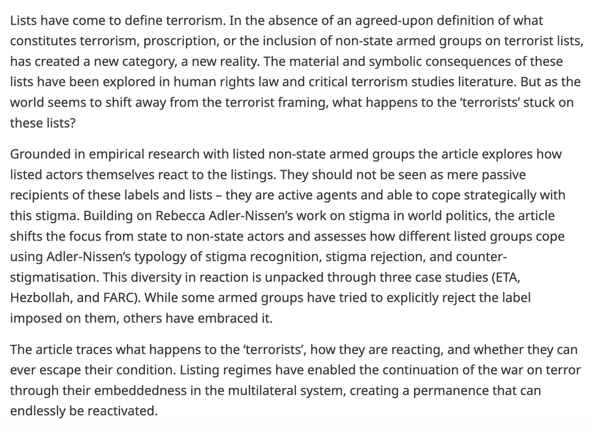 🌎🪖 New and open access: 'What happens to the ‘terrorists’?' from <a href="/KCLSophie/">Sophie Haspeslagh</a>.

👉 Read here: cambridge.org/core/journals/…