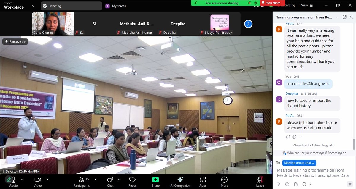 charles_sona's tweet photo. Concluded a session on "Transcriptome Data Analysis using Open-Source Software- Galaxy" at ICAR-NAARM's online training program "From Reads to Revelations" #TranscriptomeAnalysis @useGalaxyIndia @UseGalaxy https://t.co/4mjUOqBenC