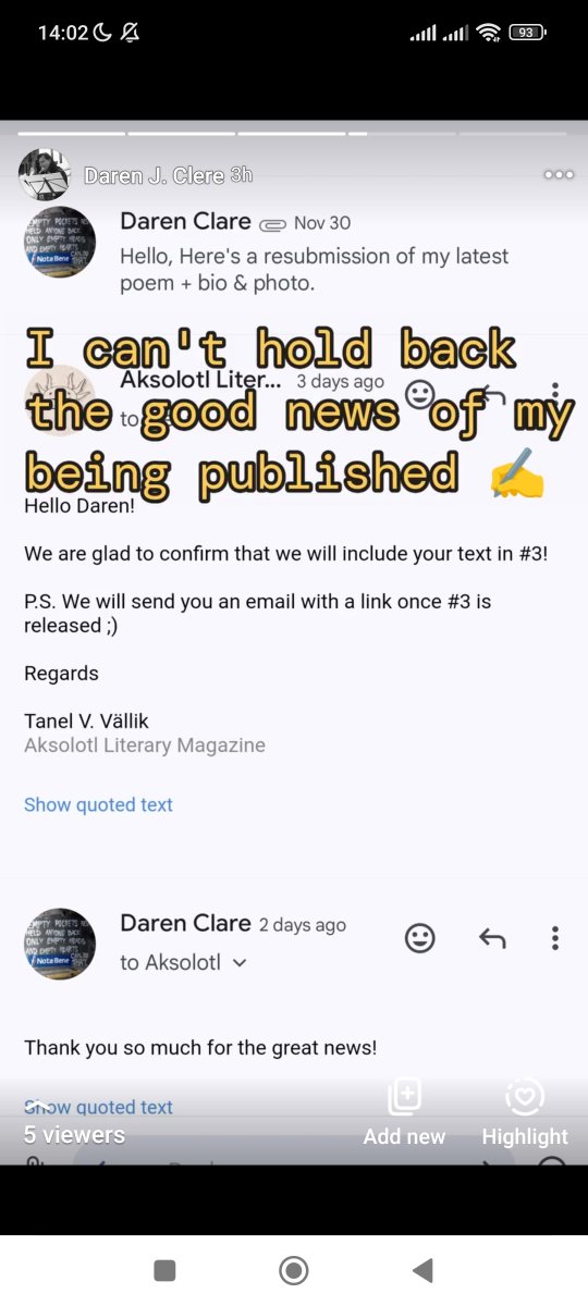 DarenKlaar's tweet image. So I&apos;m getting published, what a nice early Christmas present! #writer #poetrycommunity #publishedwriter #author #publishedauthor #poets #poetry