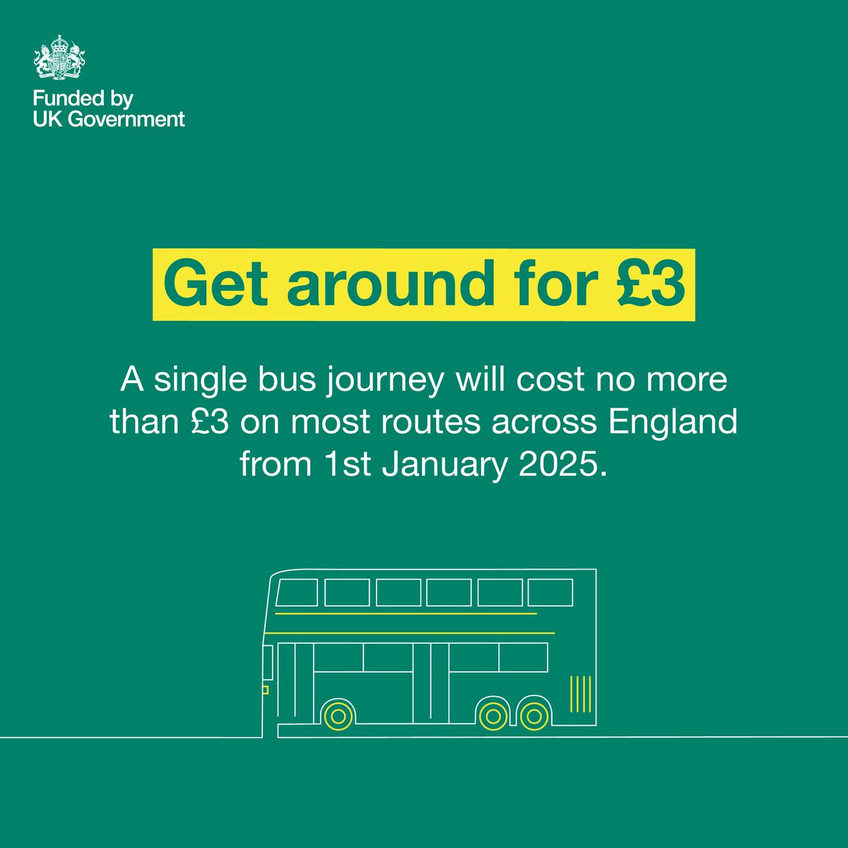 We are pleased to confirm our participation in the government’s £3 single bus fare cap, which will run from 1st January 2025 until 31st December 2025. More details to follow in due course.