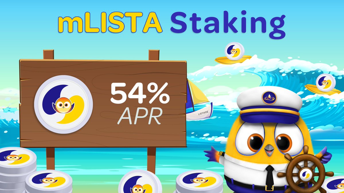 Embark on an adventure and collect 3x Waves for an $LTP token airdrop and quota!🚢

Convert $LISTA into $mLISTA on <a href="/Listapiexyz_io/">Listapie</a> and ride the currents to 54% APR, plus Stardust Points!✨

Set sail with $mLISTA and let the sea breeze guide you to treasures!🌬️