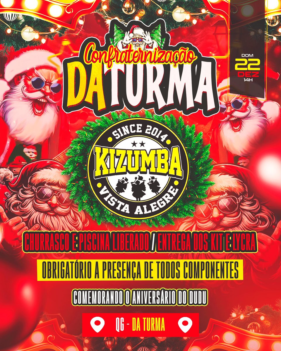 Nada melhor que fechar o ano com chave de ouro!!

Dia 22 CONFRATERNIZAÇÃO DA TURMA! 🥳🥳
