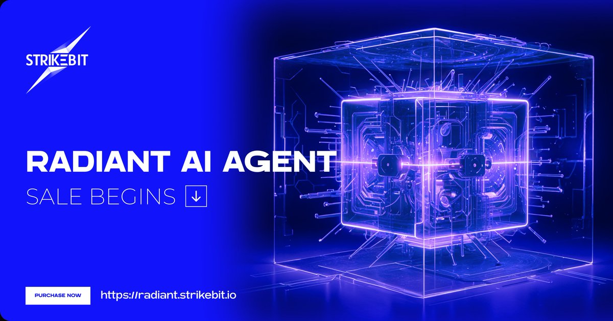 StrikeBitDeFI's tweet photo. Introducing Radiant #AIAgents 🌟—the first-ever passive income-earning AI companions to revolutionize your #Web3 journey.  

Autonomous, adaptive, and built to evolve, learn, and earn for you 🚀

🔗https://t.co/cRDg5dkoO9 

Here’s what you need to know 🧵 

#StrikeBit #DeFi