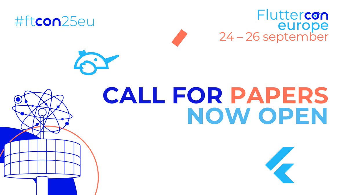 FlutterconWorld's tweet image. 📢 Our #ftcon25eu #CfP is now open! 📢
From behind the desk to the #FlutterCommunity stage! 🎤 Submit your #FlutterDev talk proposal & be part of shaping the future of #Flutter. Submit here: sessionize.com/fluttercon-eur…