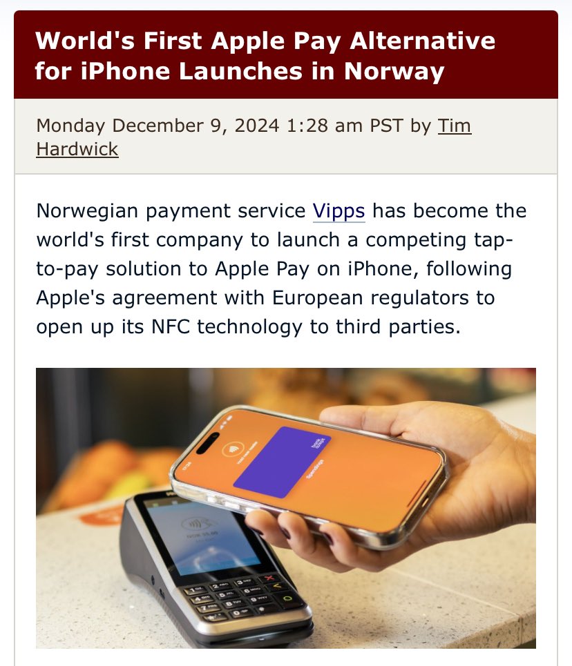 ak_digital1461's tweet image. Vipps MobilePay Launches as World’s First Apple Pay Alternative #vipps #Akworldwide