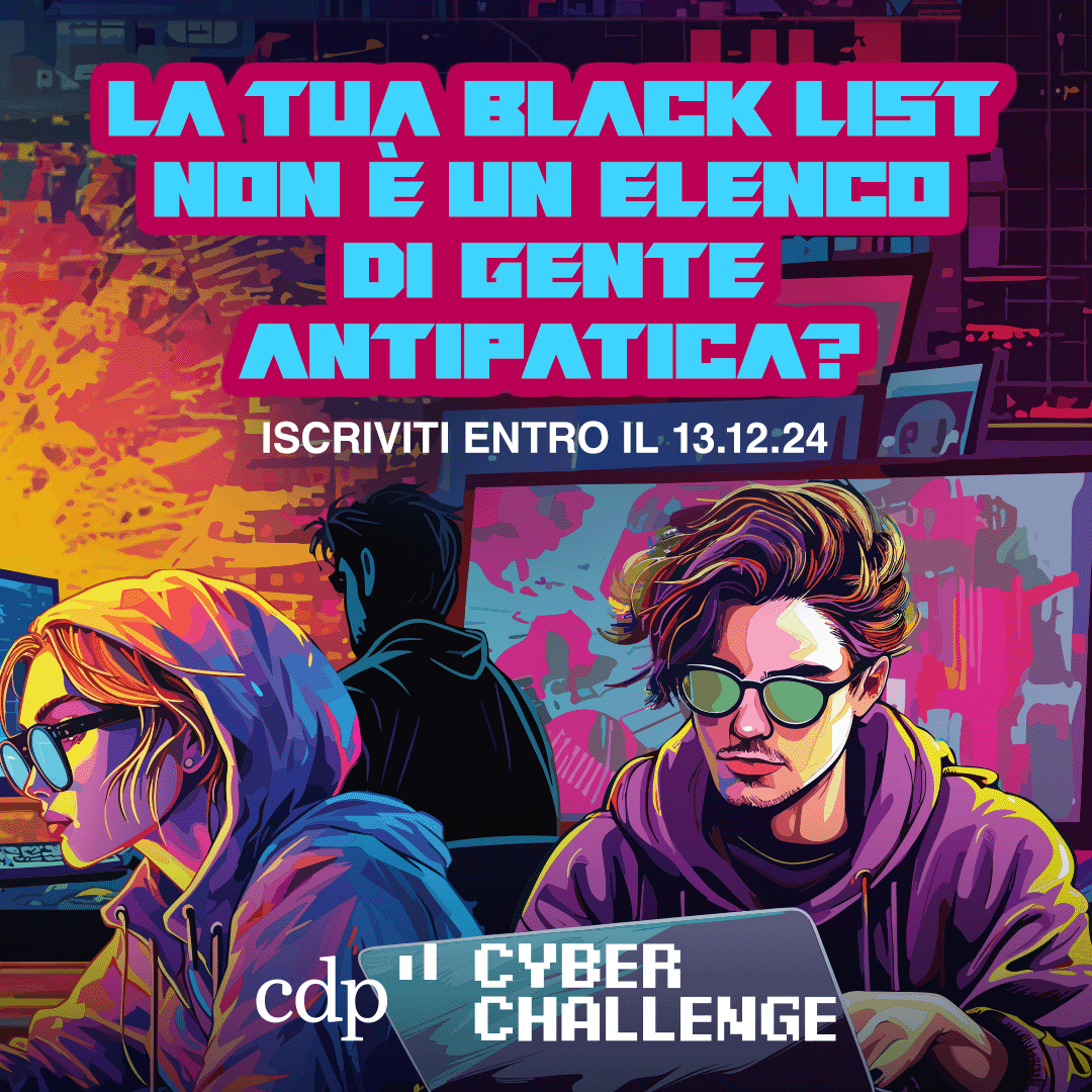 GruppoCDP's tweet photo. 📌 Non perdere l’occasione di partecipare al nostro #CyberHackathon, l’evento che mette alla prova i migliori talenti della #cybersicurezza. Potrai dimostrare le tue competenze e collaborare con il tuo team per affrontare problemi reali di #cybersecurity.
⏱️ Componi la tua squadra e registrati entro il 13 dicembre: https://t.co/P8HtE8Uq9p
Ti aspettiamo qui:
📍 Ci vediamo a Palazzo Ripetta – Roma
🗓️ 17 dicembre dalle 10 alle 18:30
