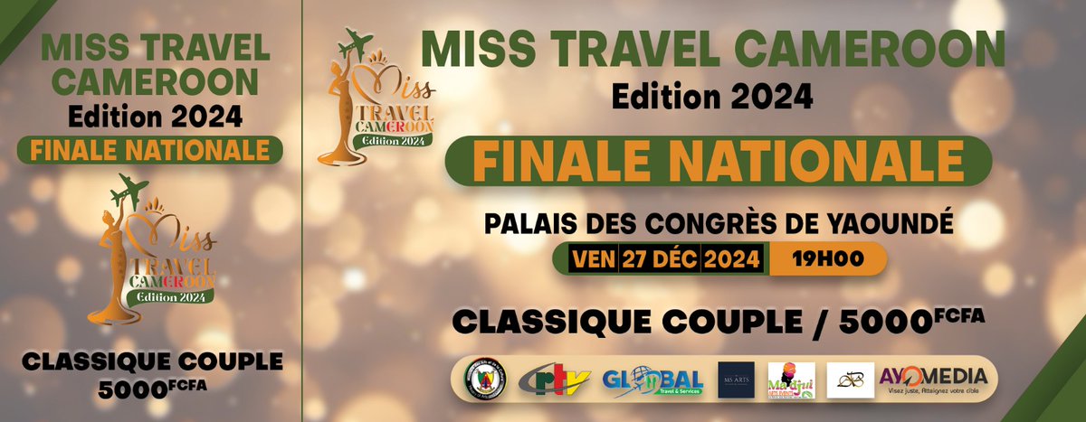 GTSGroup237's tweet photo. Nous avons le plaisir de vous annoncer la mise en vente des billets pour notre tant attendu Concours de Miss ! Venez soutenir nos candidates dans cette soirée exceptionnelle, où beauté, grâce et talent seront à l’honneur.

ou contacter les numéros:
689 44 47 70 / 694 31 65 09 https://t.co/ZtTj4W731n
