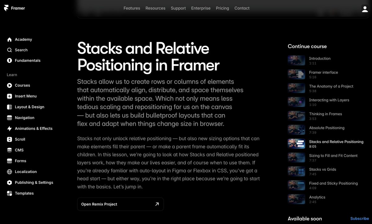 Really enjoying the <a href="/framer/">Framer</a> Academy course. Super insightful and easy to follow. More modules coming soon too!